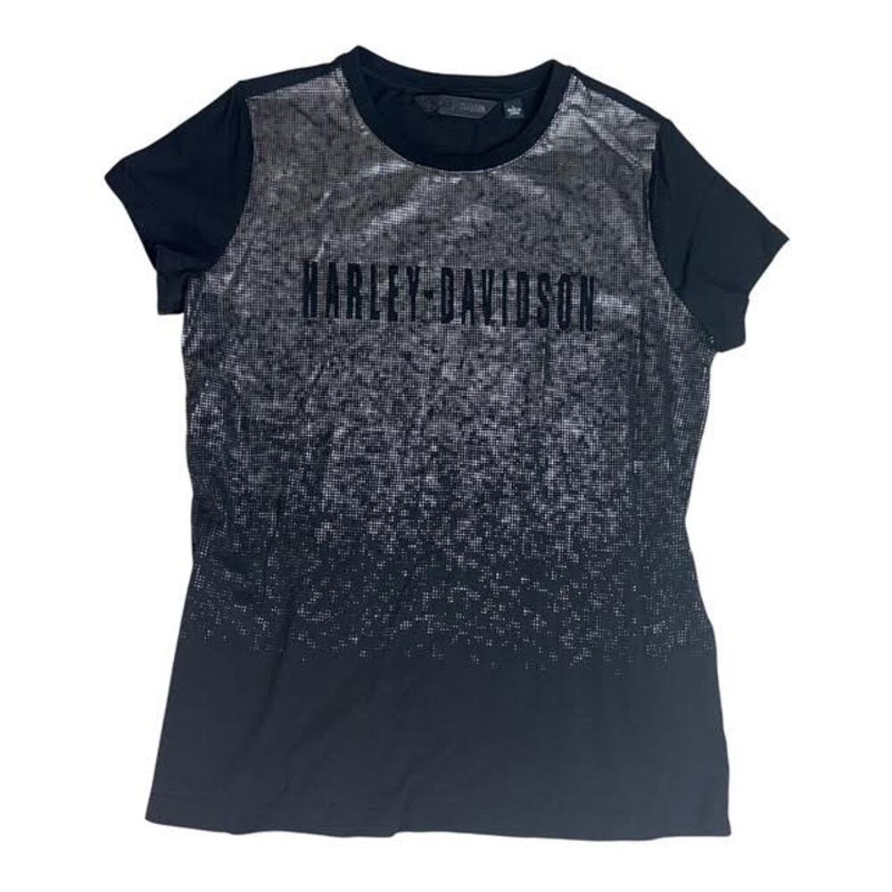 HARLEY DAVIDSON MOTORCYCLE WOMEN'S BLACK/SILVER SHIRT SIZE LARGE